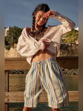 Free People Saylor Poplin Stripe Shorts